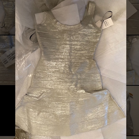 NEW Herve Leger Metallic Bandage Dress - Picture 2 of 4